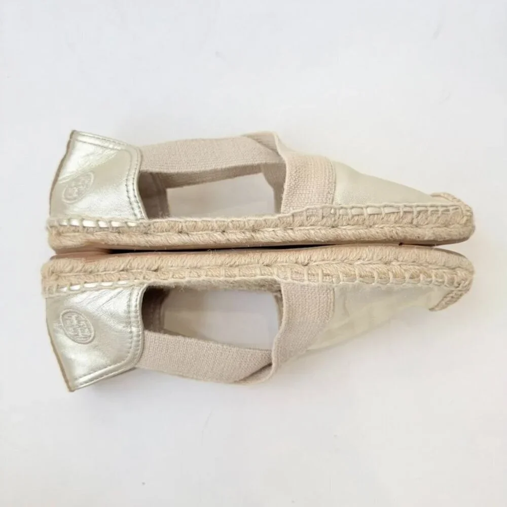Tory Burch Catalina Espadrille Flats – Metallic Gold Size 6